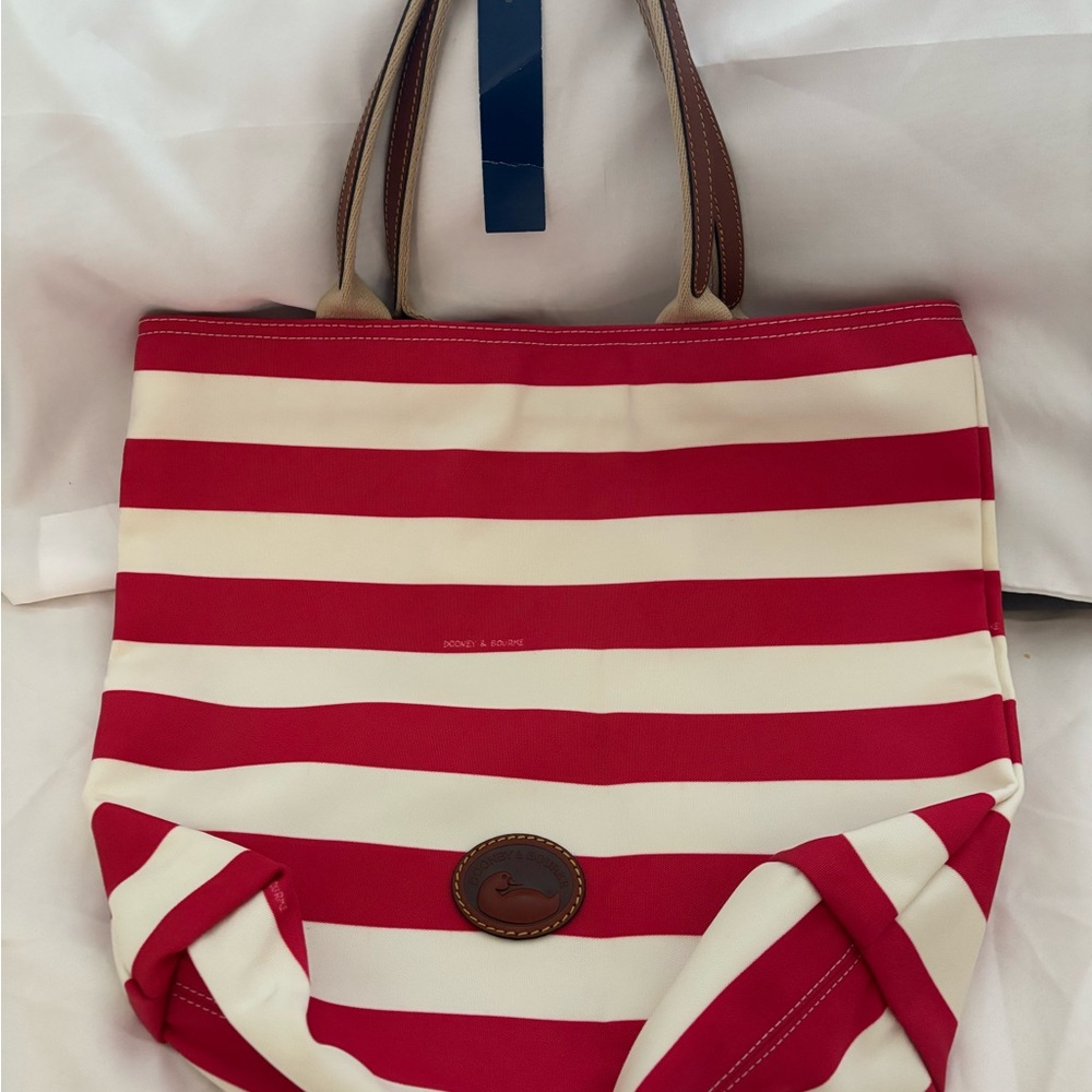 Dooney & Bourke Red and White Striped Tote Bag